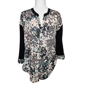LYSSE New York Camonimal Top Size Medium Mixed Media Animal Print Tunic Mob Wife